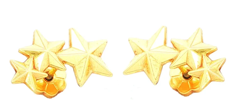 TOPOS TRIPLE ESTRELLA CON FACETAS ORO AMARILLO