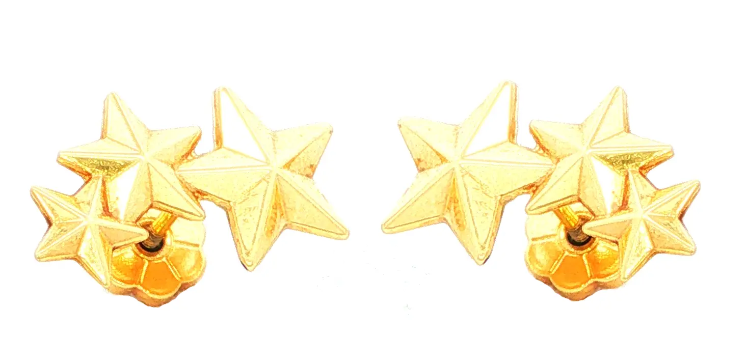 TOPOS TRIPLE ESTRELLA CON FACETAS ORO AMARILLO