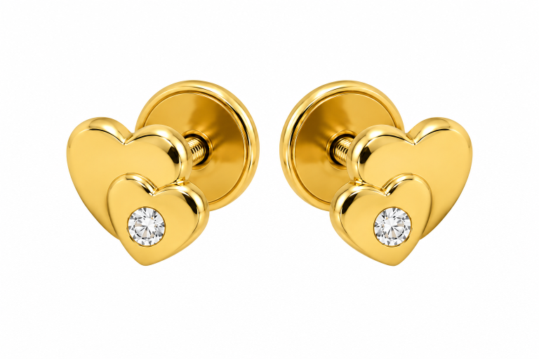 TOPOS DOBLE CORAZON ORO AMARILLO