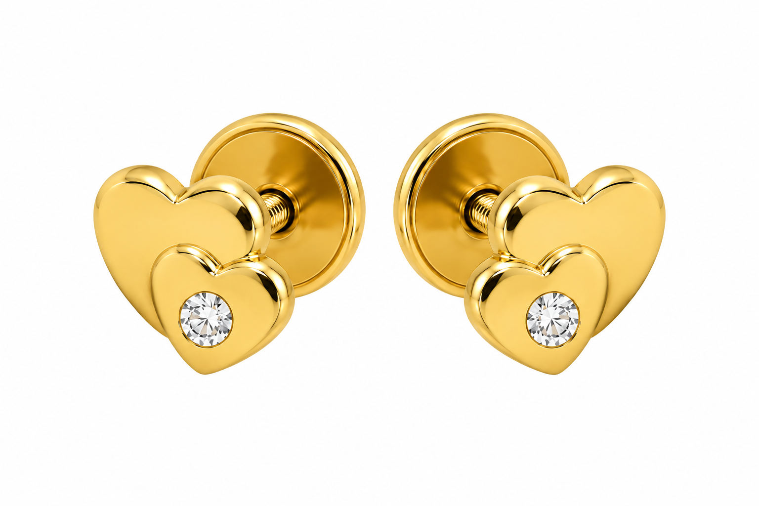 TOPOS DOBLE CORAZON ORO AMARILLO