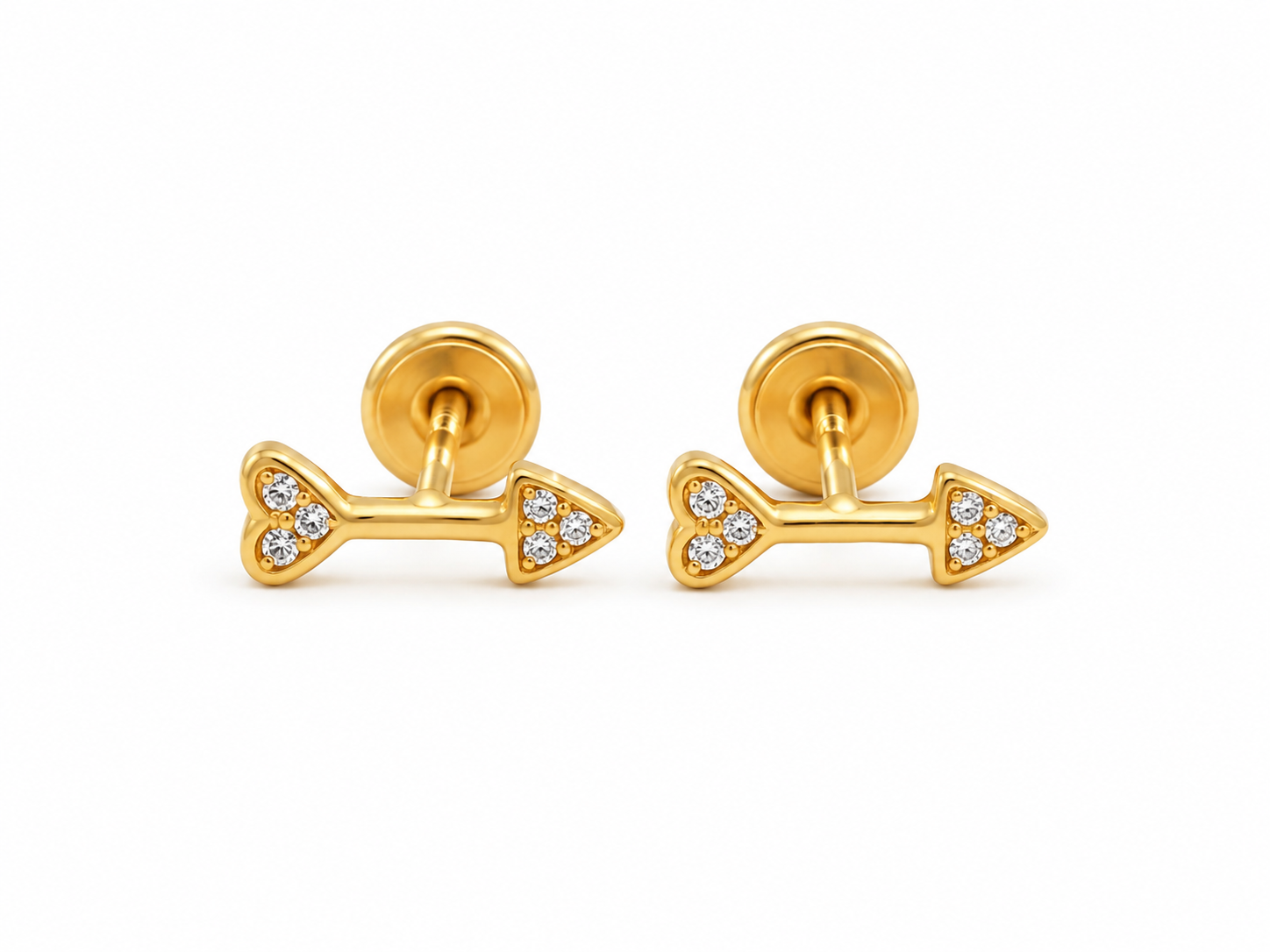 TOPOS FLECHA CIRCONES ORO AMARILLO