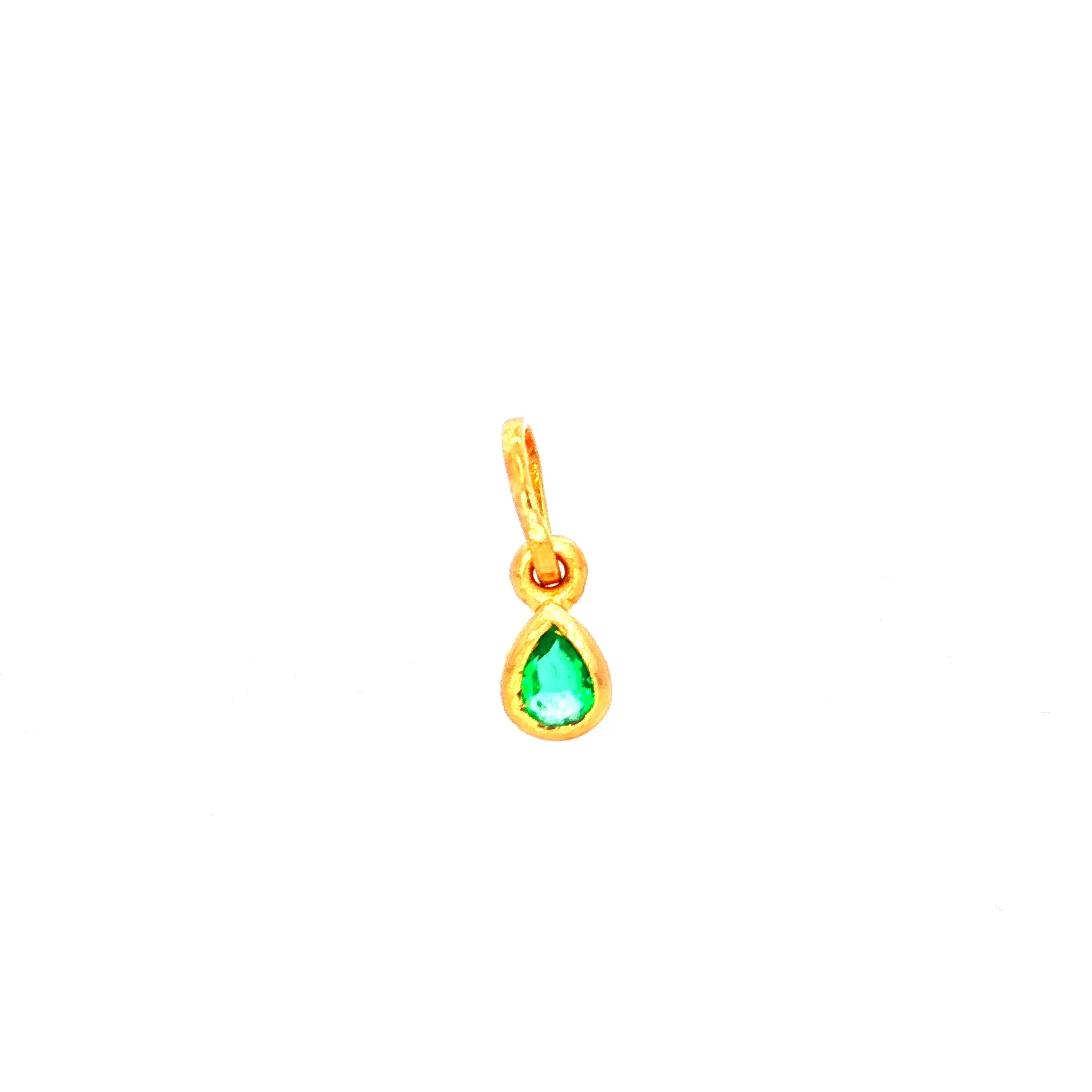 DIJE GOTA ESMERALDA ORO AMARILLO