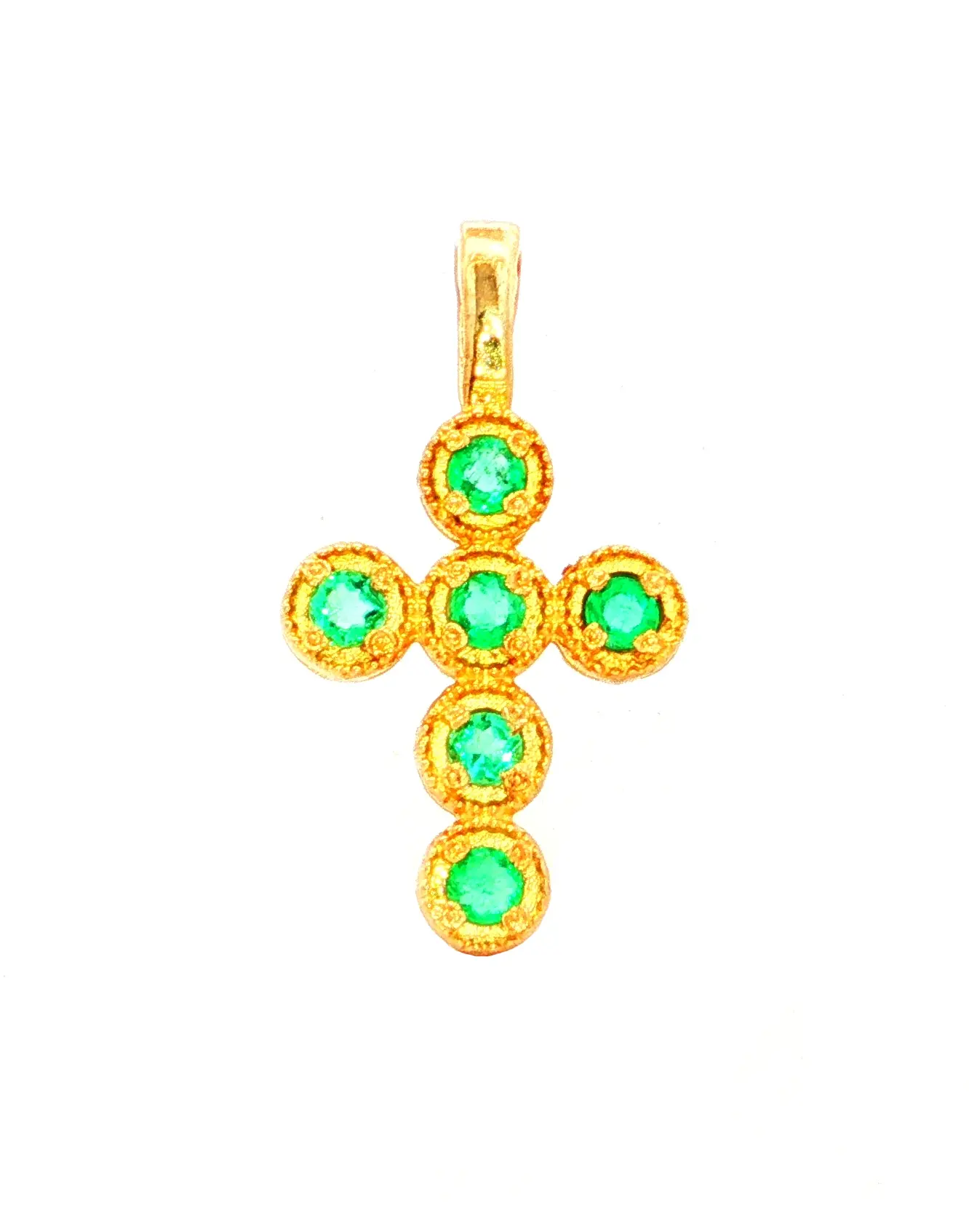 DIJE CRUZ ESMERALDA ORO AMARILLO