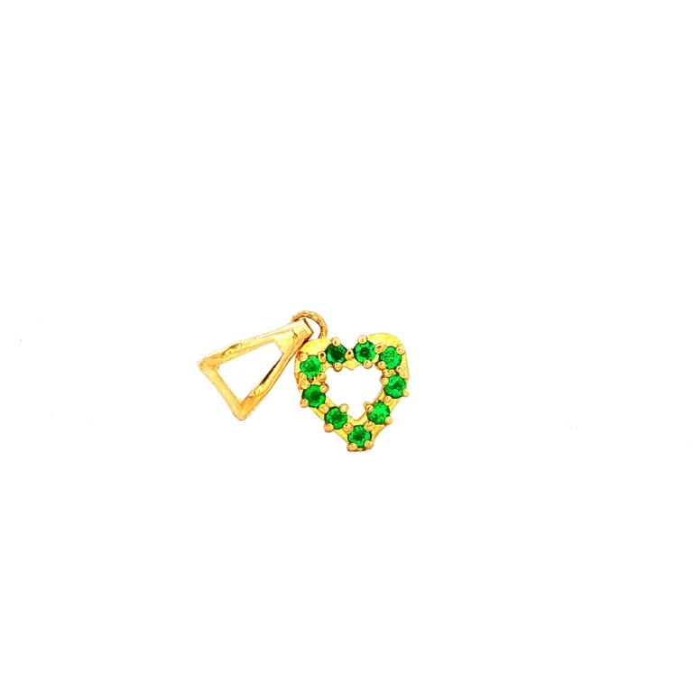 DIJE CORAZON ESMERALDA ORO AMARILLO